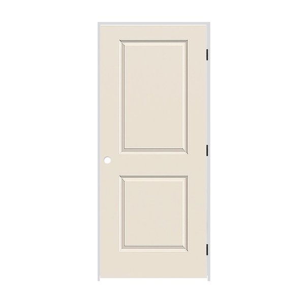 Codel Doors 28" x 80" x 1-3/8" Primed 2-Panel Carrera Molded Hollow Core 6-9/16" LH Prehung Door w/Mtt Blk Hngs 2468MHCCARLH10B6916